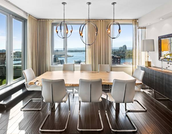 Luxury dining room with harbour view